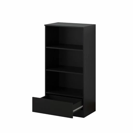 Bookcase With Three Shelves And Storage Drawer 3 Bookcase With Three Shelves And Storage Drawer
