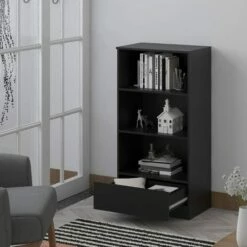 Bookcase With Three Shelves And Storage Drawer 16 Bookcase With Three Shelves And Storage Drawer -office furniture shop 1032000627 4