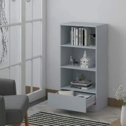 Bookcase With Three Shelves And Storage Drawer 20 Bookcase With Three Shelves And Storage Drawer -office furniture shop 1032000628 4