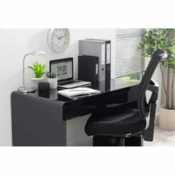 Luxor Black Desk With Cream Leather Faced Chair -office furniture shop 1032000701 4