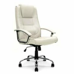 Luxor Black Desk With Cream Leather Faced Chair -office furniture shop 1032000701 6