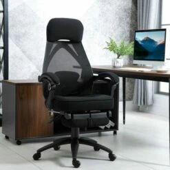 Vinsetto Recliner Mesh Swivel Home Office Chair With Footrest -office furniture shop 1032000771 1