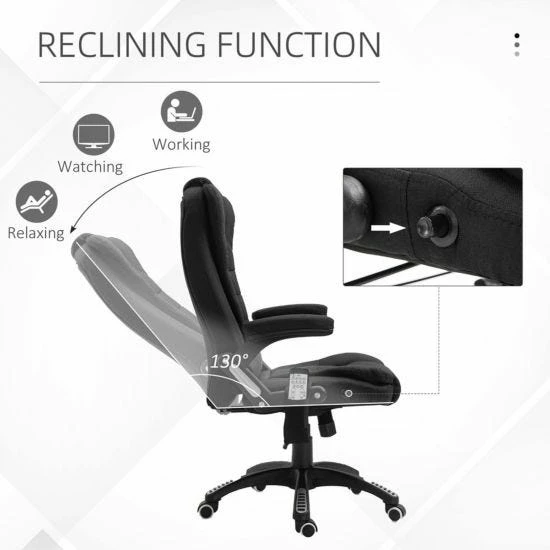 Vinsetto Reclining Office Chair With Heating Massage Points 8 Vinsetto Reclining Office Chair With Heating Massage Points - Image 6
