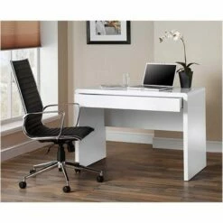 Luxor Gloss Workstation/Desk With Hidden Drawer White