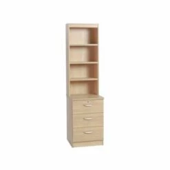 R White 3 Drawer CD/DVD Storage Unit With Overshelving