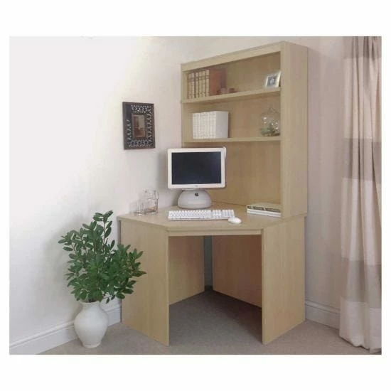 R White Corner Desk With Overshelving 3 R White Corner Desk With Overshelving