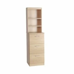 R White 3 Drawer Cabinet With Overshelving