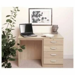 R White Home Office Desk Set With Four Drawers