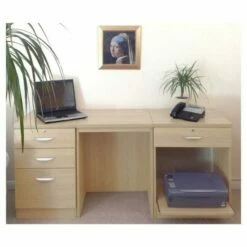 R White Home Office Furniture Desk Set With Drawers And Storage