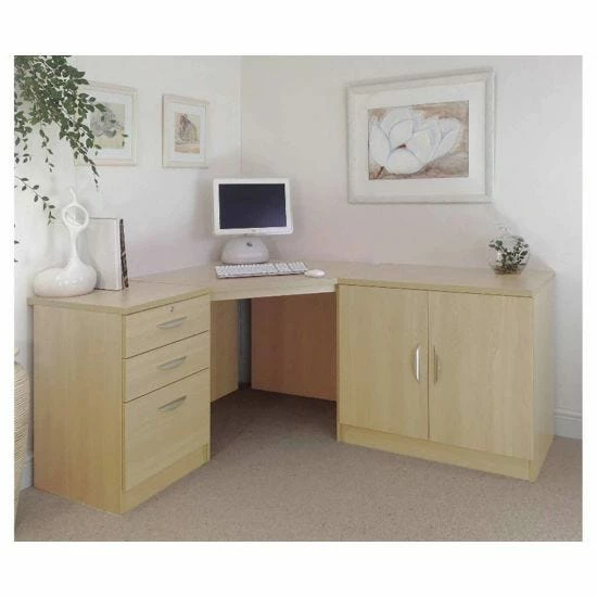 R White Home Office Corner Desk With Cupboard 4 R White Home Office Corner Desk With Cupboard - Image 2