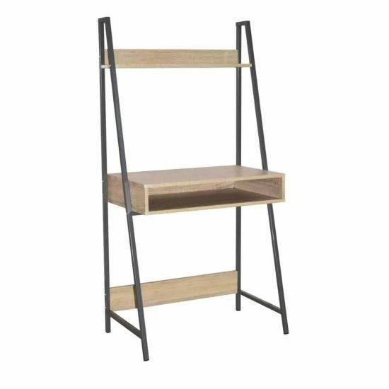 Loft Ladder Bookcase Desk With Oak Effect And Grey Metal Frames 3 Loft Ladder Bookcase Desk With Oak Effect And Grey Metal Frames