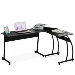Evelyn L Shaped Corner Desk With Steel Frame