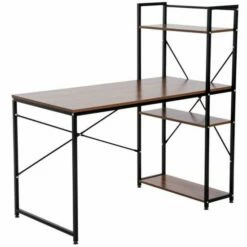 Channing Metal Frame Computer Desk With 4 Tier Bookshelf