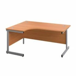 TC Office Single Upright Left Hand Radial Silver Frame Desk 1600mm X 1200mm