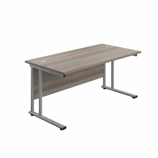 TC Office Twin Upright Silver Frame Rectangular Desk 1600x800mm 3 TC Office Twin Upright Silver Frame Rectangular Desk 1600x800mm