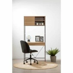 Interiors By PH Desk And Storage Cabinet With Dark Brown Frame