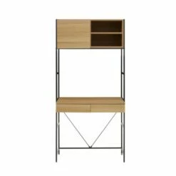 Interiors By PH Desk And Storage Cabinet With Dark Brown Frame -office furniture shop 1062100242 2