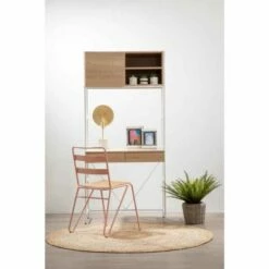 Interiors By PH Desk And Storage Cabinet With White Frame