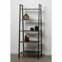 Interiors By PH 5 Tier Ladder Shelving Unit With Metal Frame -office furniture shop 1062126197 6