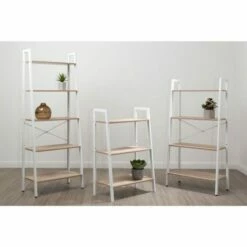 Interiors By PH 3 Tier Ladder Shelving Unit With Metal Frame 21 Interiors By PH 3 Tier Ladder Shelving Unit With Metal Frame -office furniture shop 1062126204 5