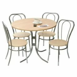 Teknik Office Bistro Set Deluxe Light Wood Table And 4 Chairs
