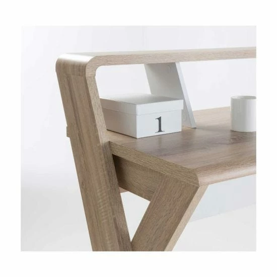 Alphason Aspen Light Oak Effect Trestle Desk 4 Alphason Aspen Light Oak Effect Trestle Desk - Image 2