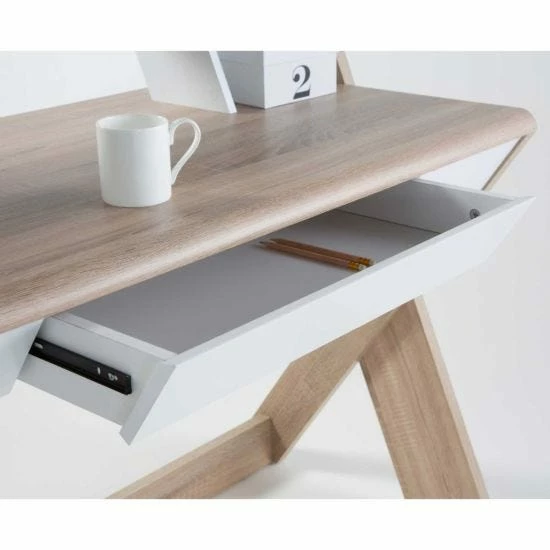 Alphason Aspen Light Oak Effect Trestle Desk 5 Alphason Aspen Light Oak Effect Trestle Desk - Image 3