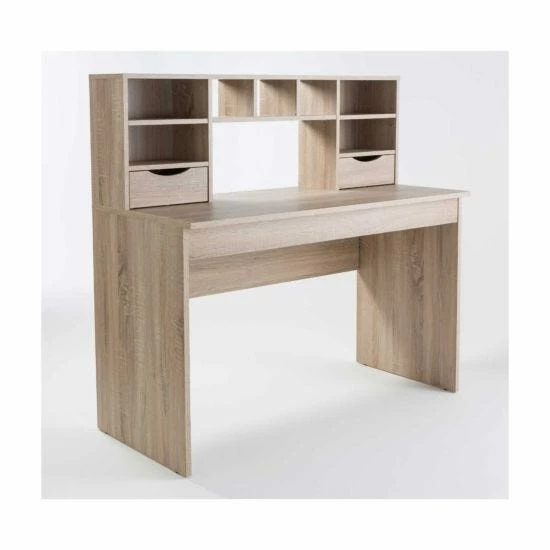 Alphason Albion Light Oak Effect Office Desk With Hutch Shelving 8 Alphason Albion Light Oak Effect Office Desk With Hutch Shelving - Image 6