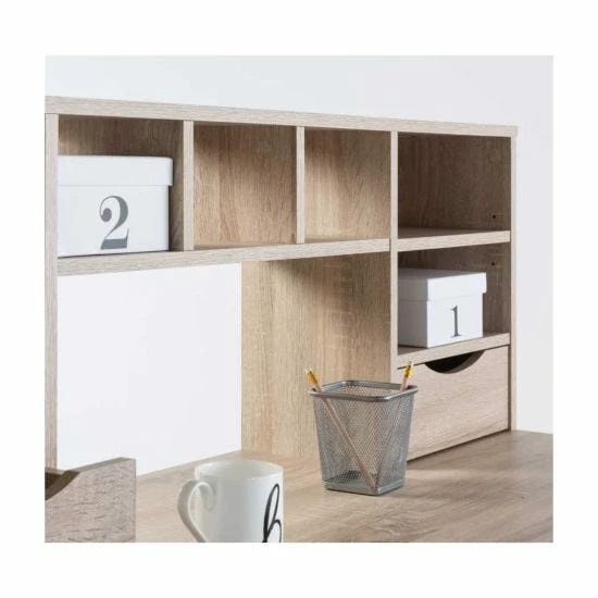 Alphason Albion Light Oak Effect Office Desk With Hutch Shelving 6 Alphason Albion Light Oak Effect Office Desk With Hutch Shelving - Image 4