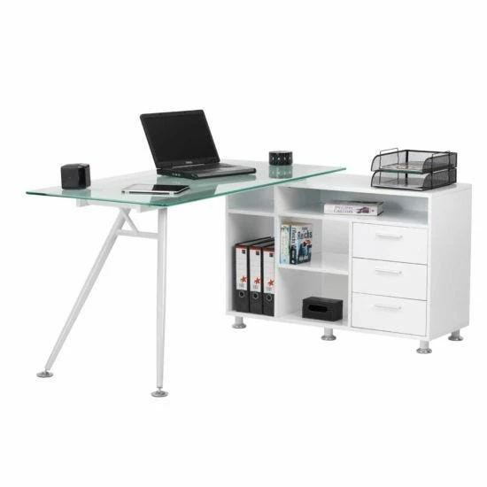 Alphason Augusta Glass Corner Desk With Storage 5 Alphason Augusta Glass Corner Desk With Storage - Image 3