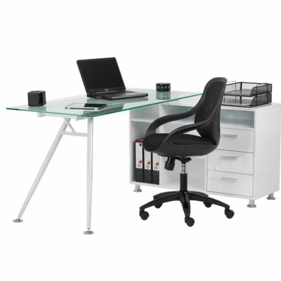 Alphason Augusta Glass Corner Desk With Storage 4 Alphason Augusta Glass Corner Desk With Storage - Image 2
