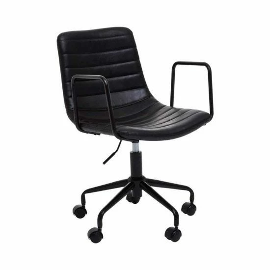 Interiors By PH Striped Leather Effect Office Chair With Arms 3 Interiors By PH Striped Leather Effect Office Chair With Arms
