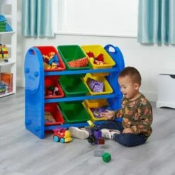 Childrens Plastic Storage 9 Bin Organiser