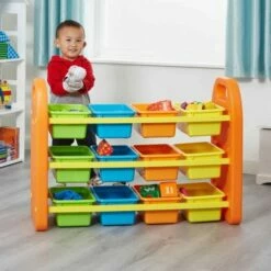 Childrens Plastic Storage 12 Bin Organiser