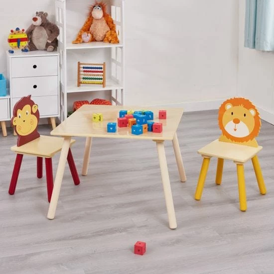 Childrens Jungle Wooden Square Table And 2 Chairs Set 5 Childrens Jungle Wooden Square Table And 2 Chairs Set - Image 3
