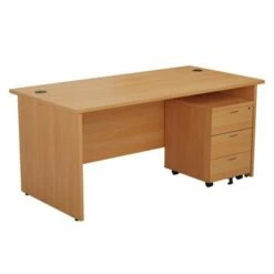 TC Office Panel End Desk And 3 Drawer Mobile Pedestal Bundle 1800 X 800mm