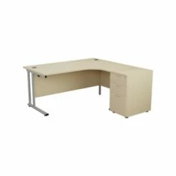 TC Office Start Silver Cantilever Frame Right Hand Crescent Desk With High Pedestal 1600x1200mm -office furniture shop 1096070444