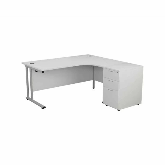 TC Office Start Silver Cantilever Frame Left Hand Crescent Desk With High Pedestal 1800x1200mm 10 TC Office Start Silver Cantilever Frame Left Hand Crescent Desk With High Pedestal 1800x1200mm - Image 8