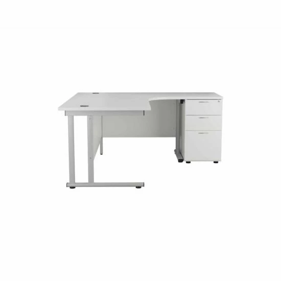 TC Office Start Silver Cantilever Frame Left Hand Crescent Desk With High Pedestal 1800x1200mm 11 TC Office Start Silver Cantilever Frame Left Hand Crescent Desk With High Pedestal 1800x1200mm - Image 9
