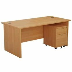TC Office Panel End Desk And 2 Drawer Mobile Pedestal Bundle 1600 X 800mm