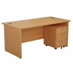 TC Office Panel End Desk And 3 Drawer Mobile Pedestal Bundle 1600 X 800mm