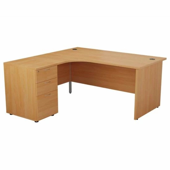 TC Office Left Hand Crescent Desk With Panel End Legs And Pedestal 1600 X 1200mm 3 TC Office Left Hand Crescent Desk With Panel End Legs And Pedestal 1600 X 1200mm