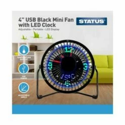 Desktop USB LED Clock Fan