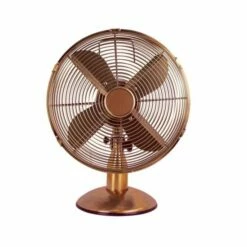Status 12 Inch Brass Oscillating Desk Fan