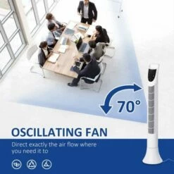 LED 36 Inch Tower Fan In White -office furniture shop 1223060014 5