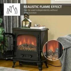 Freestanding Electric Fireplace Stove With LED Fire Flame Effect -office furniture shop 1223090227 4