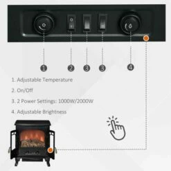 Freestanding Electric Fireplace Stove With LED Fire Flame Effect -office furniture shop 1223090227 5
