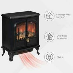 Freestanding Electric Fireplace Stove With LED Fire Flame Effect -office furniture shop 1223090227 6