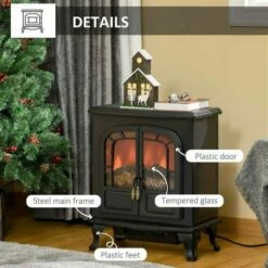 Freestanding Electric Fireplace Stove With LED Fire Flame Effect -office furniture shop 1223090227 7