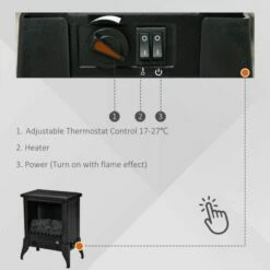 HOMCOM Electric Fireplace Stove With Flame Effect 15 HOMCOM Electric Fireplace Stove With Flame Effect -office furniture shop 1223090299 5